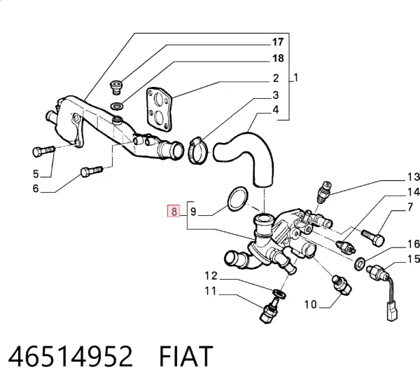 Корпус термостата 46514952 Fiat/Alfa/Lancia