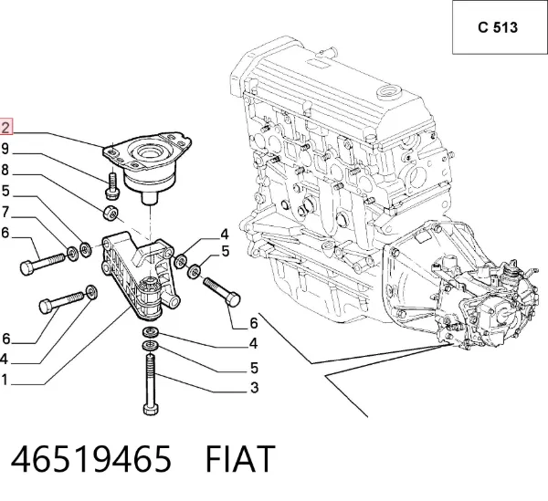 Левая подушка двигателя 46519465 Fiat/Alfa/Lancia