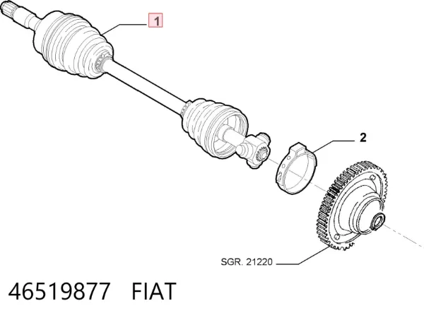 Левая полуось 46519877 Fiat/Alfa/Lancia