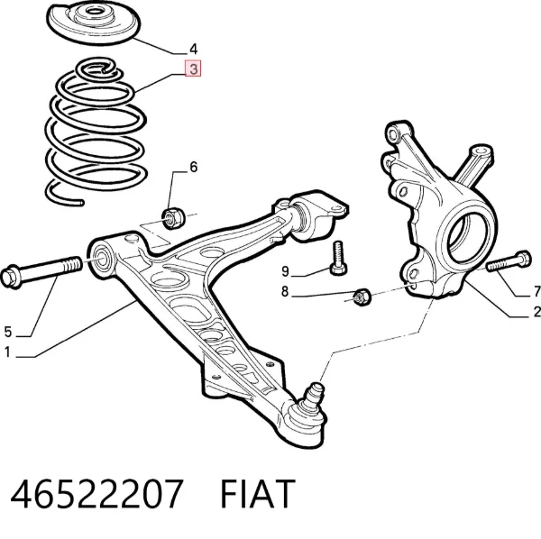Передняя пружина 46522207 Fiat/Alfa/Lancia