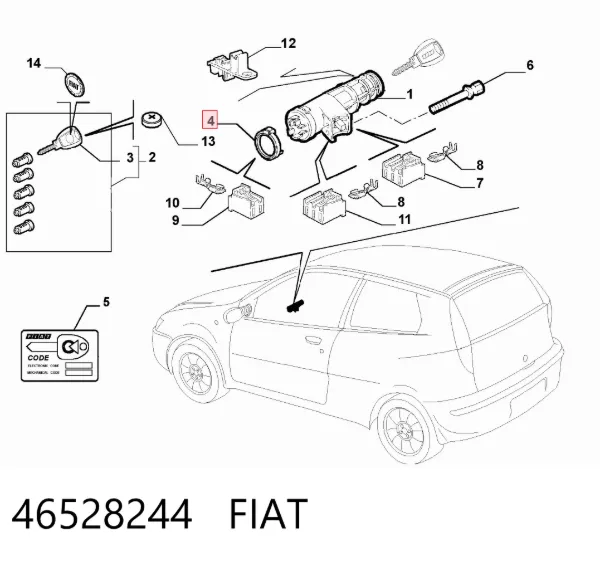 Кольцо иммобилайзера 46528244 Fiat/Alfa/Lancia