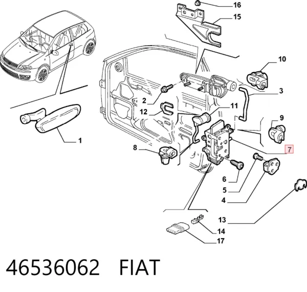 Замок водительской двери 46536062 Fiat/Alfa/Lancia