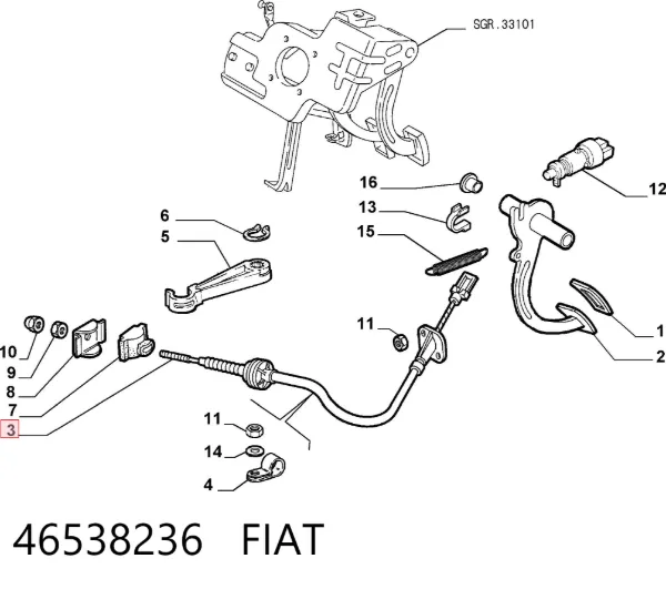 Трос сцепления 46538236 Fiat/Alfa/Lancia