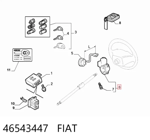 Замок зажигания 46543447 Fiat/Alfa/Lancia