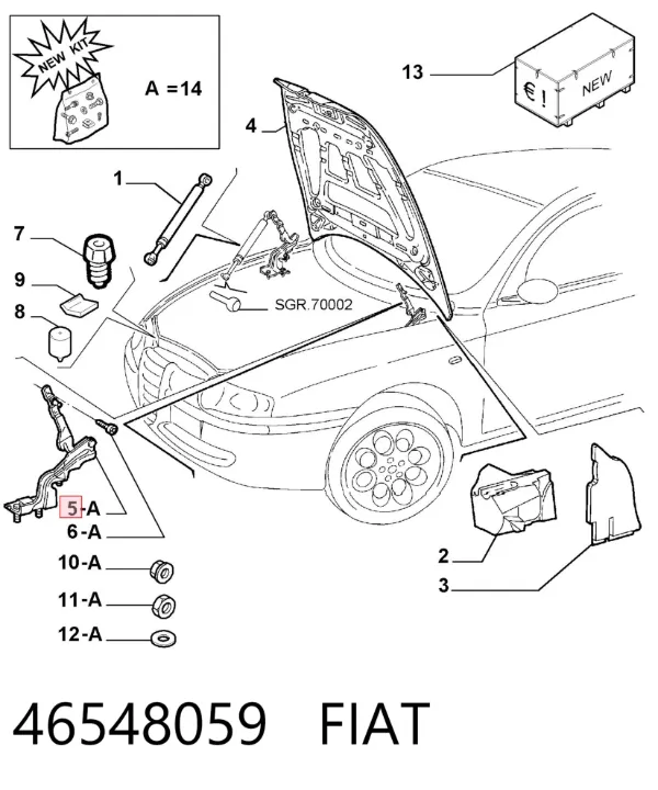 Петля капота левая 46548059 Fiat/Alfa/Lancia