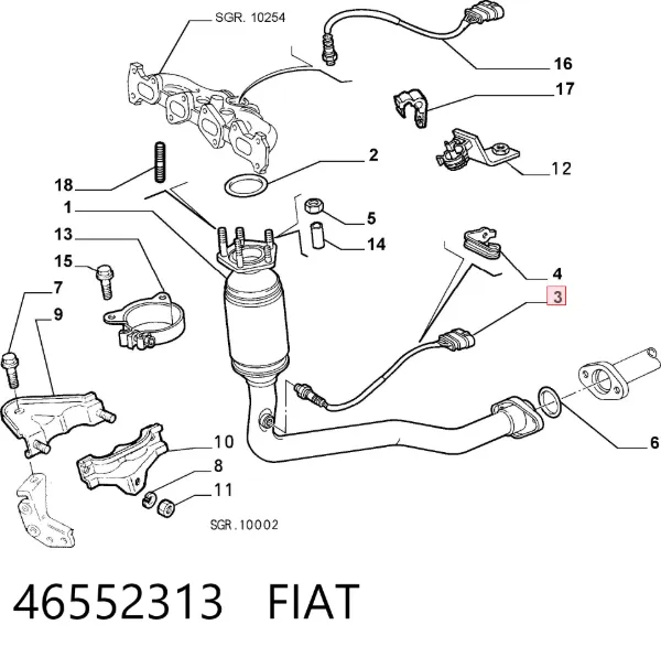Датчик кислорода после катализатора 46552313 Fiat/Alfa/Lancia