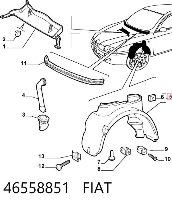 Подкрылок передний левый 46558851 Fiat/Alfa/Lancia