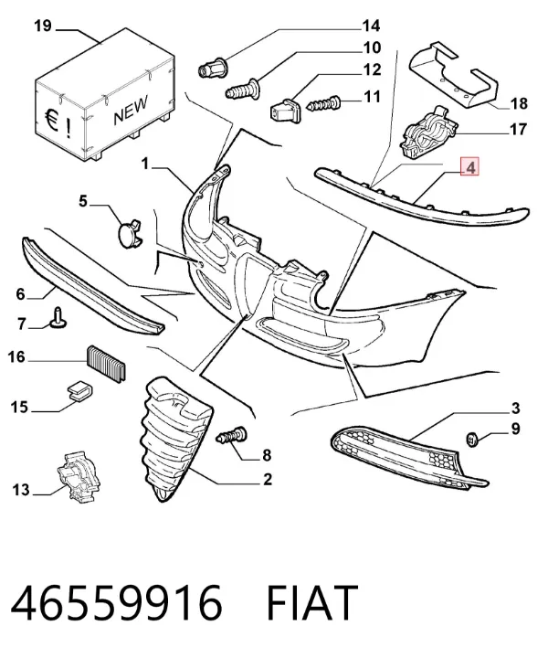 Молдинг бампера переднего левый 46559916 Fiat/Alfa/Lancia