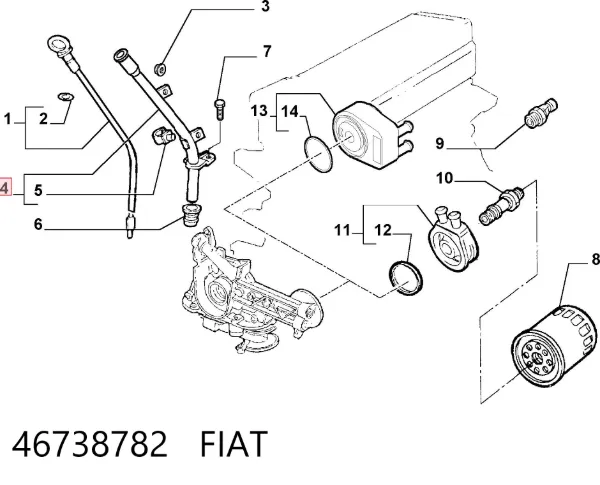 Направляющая индикатора уровня масла в двигателе 46738782 Fiat/Alfa/Lancia