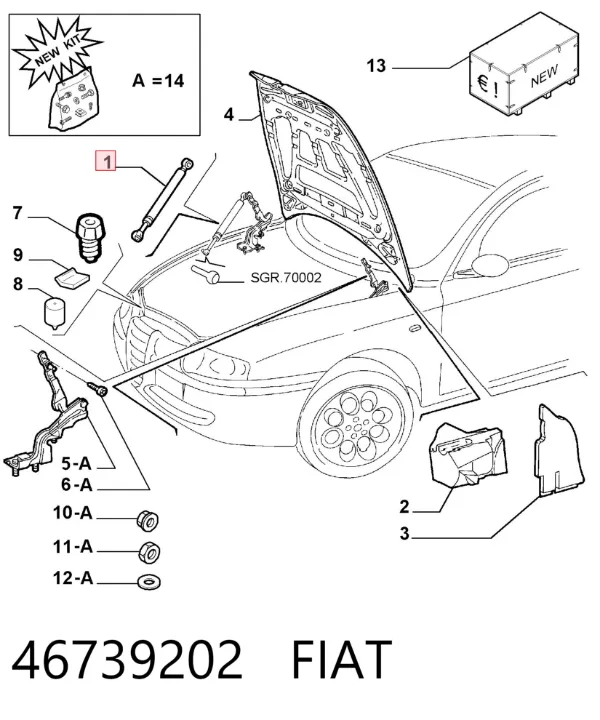 Амортизатор капота 46739202 Fiat/Alfa/Lancia