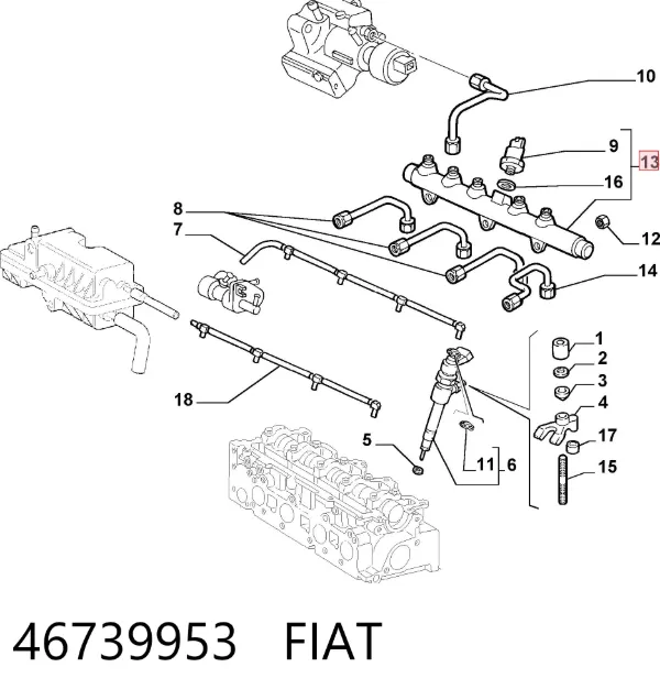 Распределитель топлива (рампа) 46739953 Fiat/Alfa/Lancia