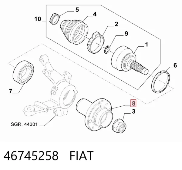 Передняя ступица 46745258 Fiat/Alfa/Lancia