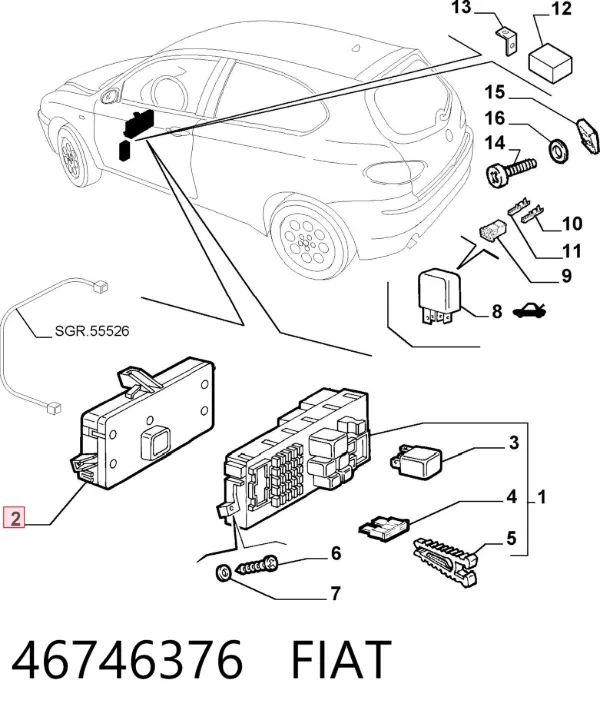 Модуль управления (ЭБУ) иммобилайзером 46746376 Fiat/Alfa/Lancia