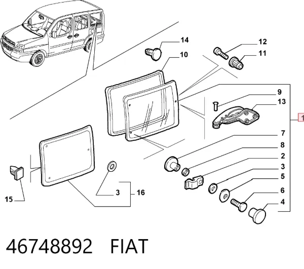 Стекло кузова (багажного отсека) левое 46748892 Fiat/Alfa/Lancia