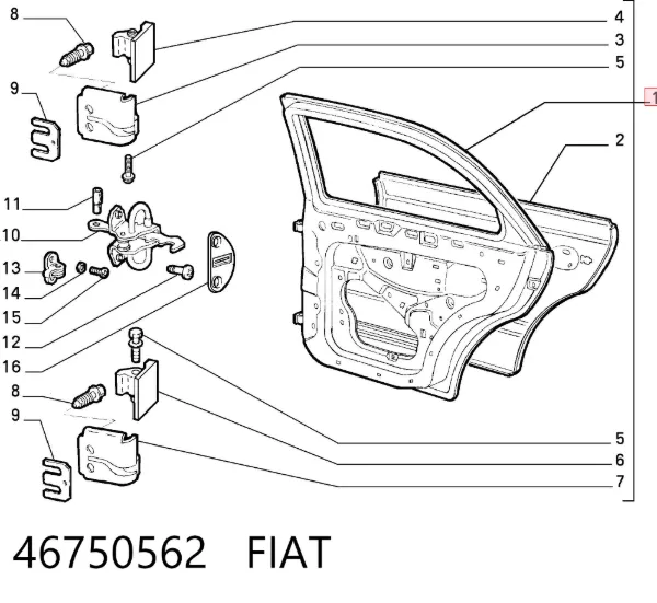 Дверь задняя левая 46750562 Fiat/Alfa/Lancia