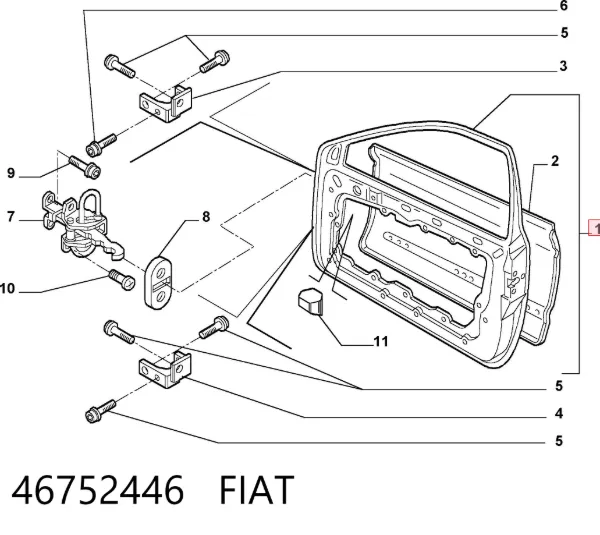 Дверь передняя правая 46752446 Fiat/Alfa/Lancia
