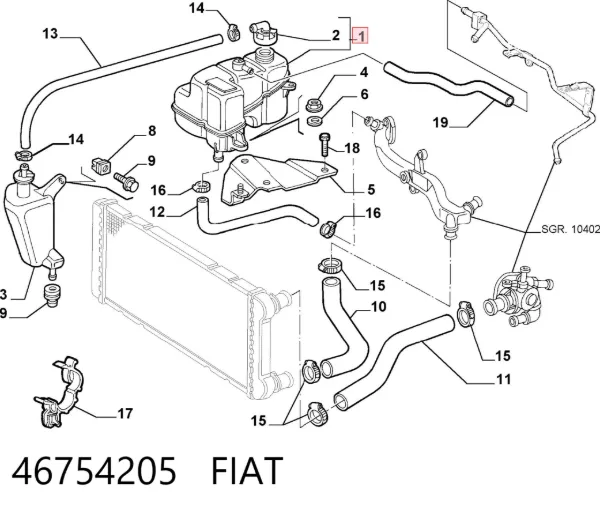 Бачок системы охлаждения 46754205 Fiat/Alfa/Lancia
