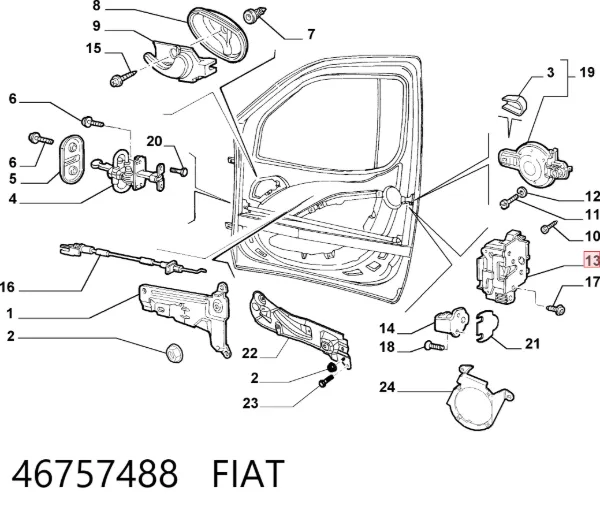 Замок водительской двери 46757488 Fiat/Alfa/Lancia