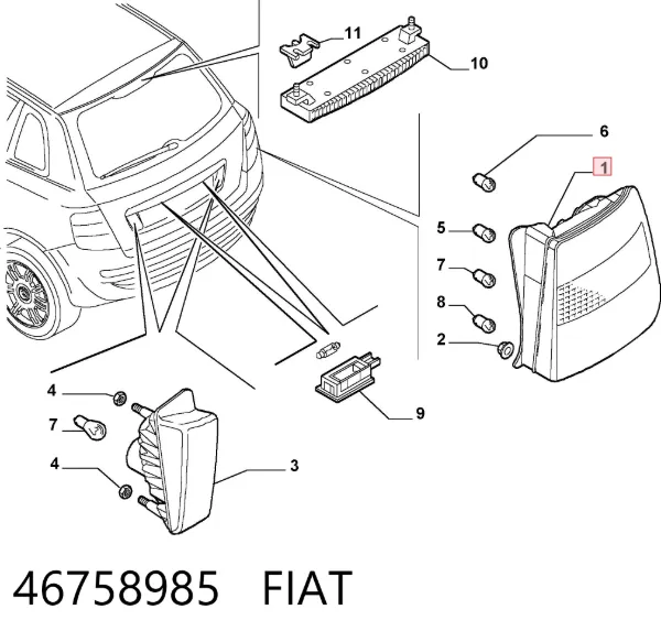 Задний фонарь 46758985 Fiat/Alfa/Lancia