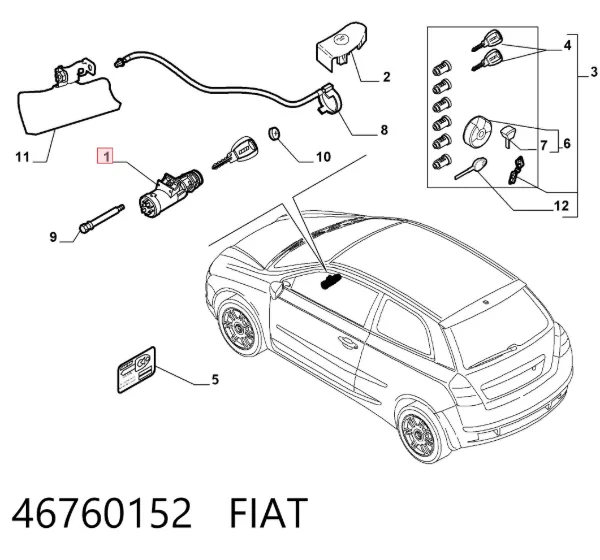 Механизм блокировки рулевого колеса 46760152 Fiat/Alfa/Lancia