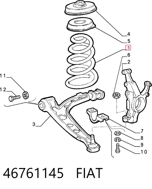 Передняя пружина 46761145 Fiat/Alfa/Lancia