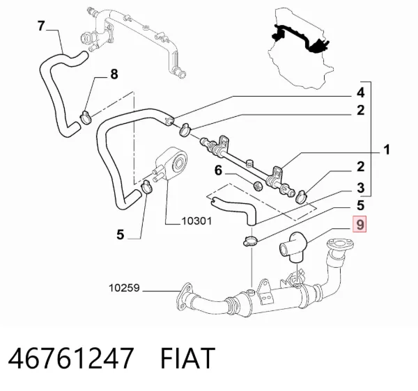 Патрубок системы охлаждения 46761247 Fiat/Alfa/Lancia