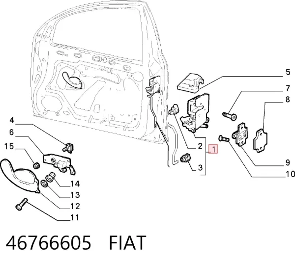 Замок передней правой двери 46766605 Fiat/Alfa/Lancia