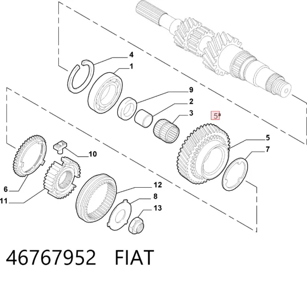 Шестерня 5-й передачи ведущая 46767952 Fiat/Alfa/Lancia