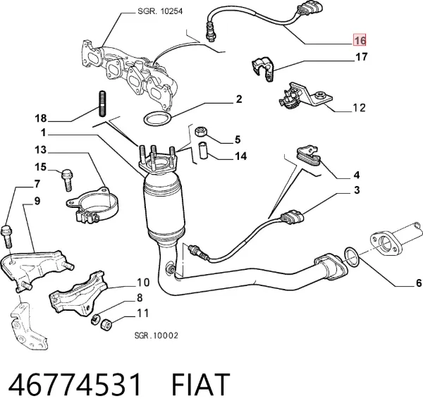 Датчик кислорода до катализатора 46774531 Fiat/Alfa/Lancia