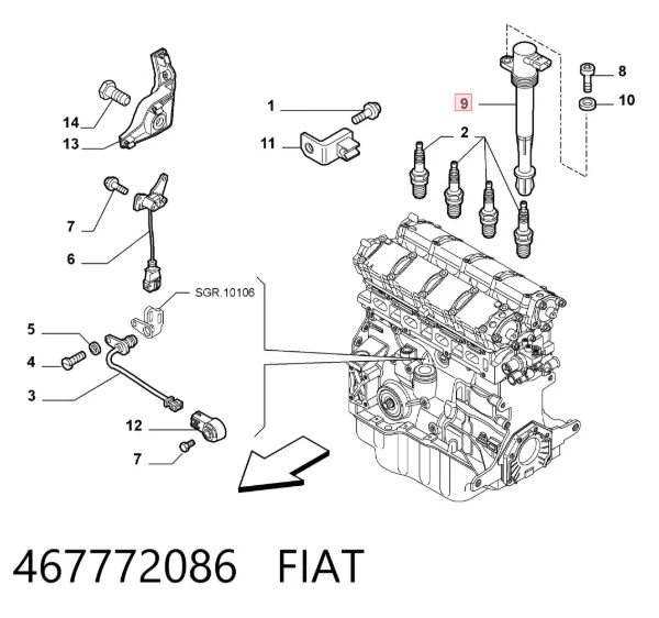 Катушка зажигания 467772086 Fiat/Alfa/Lancia