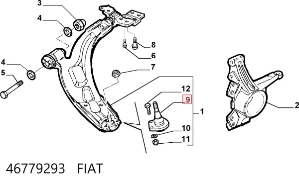 Нижняя шаровая опора 46779293 Fiat/Alfa/Lancia