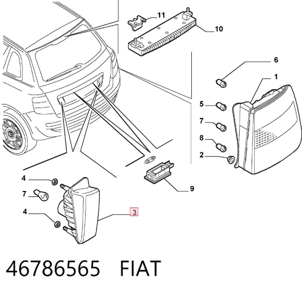 Фонарь задний левый 46786565 Fiat/Alfa/Lancia
