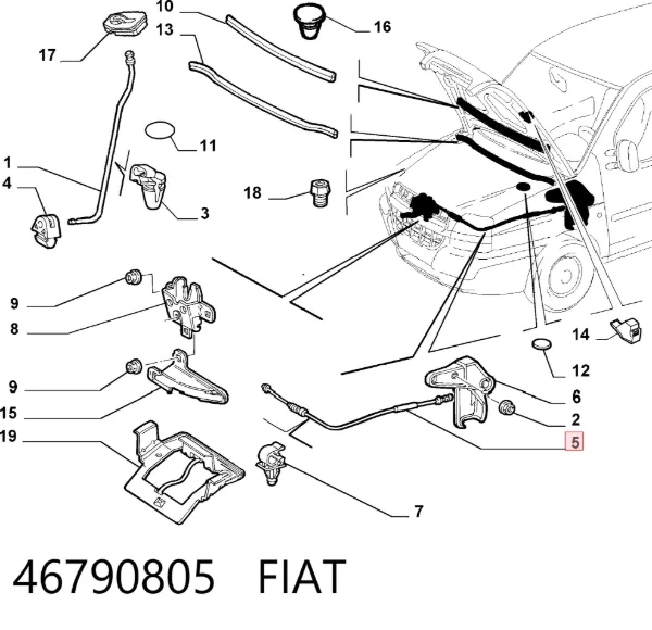 Трос капота Fiat Doblo I