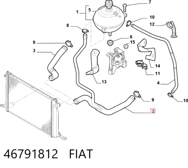 Нижний шлаг радиатора охлаждения 46791812 Fiat/Alfa/Lancia