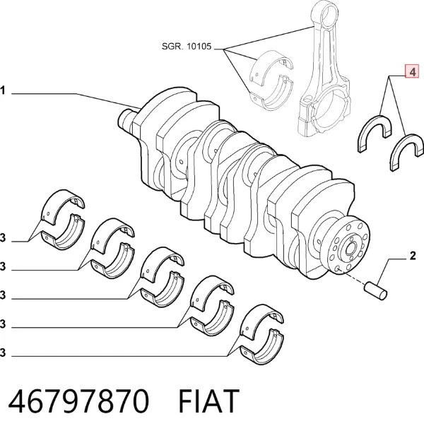Вкладыши коленвала коренные, комплект, стандарт (STD) 46797870 Fiat/Alfa/Lancia