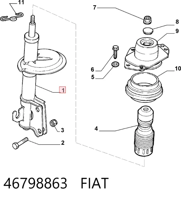 Амортизатор передний 46798863 Fiat/Alfa/Lancia