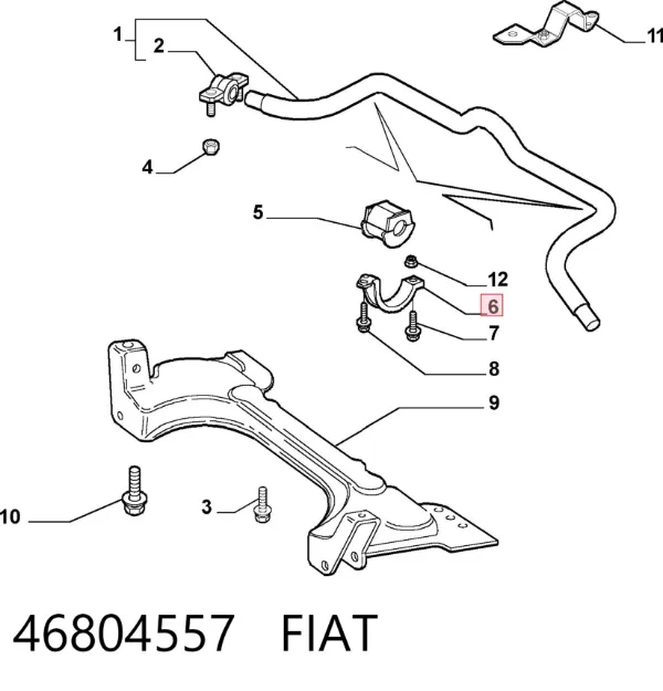Хомут крепления втулки стабилизатора переднего 46804557 Fiat/Alfa/Lancia