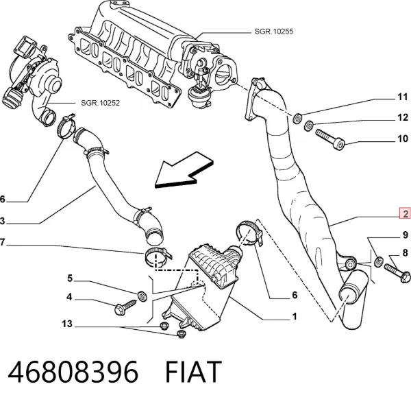 Патрубок интеркулера 46808396 Fiat/Alfa/Lancia