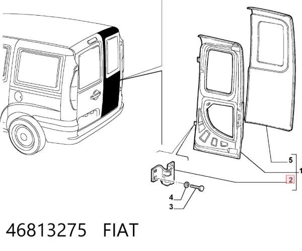 Петля двери задней (распашной) левая верхняя 46813275 Fiat/Alfa/Lancia