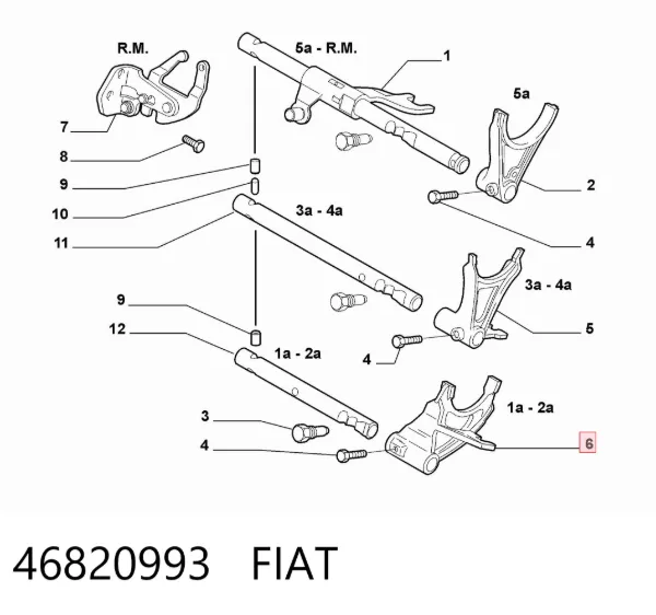 Вилка включения 1-й и 2-й передачи 46820993 Fiat/Alfa/Lancia