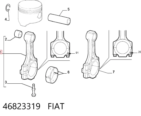 Шатун поршня двигателя 46823319 Fiat/Alfa/Lancia
