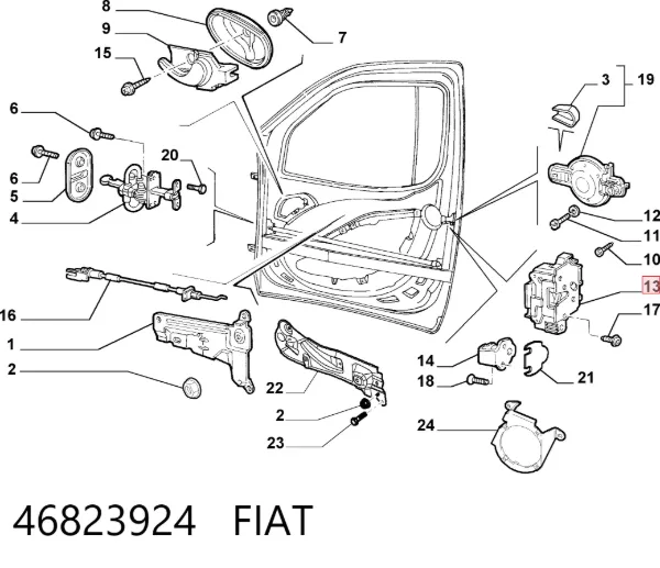 Замок водительской двери 46823924 Fiat/Alfa/Lancia