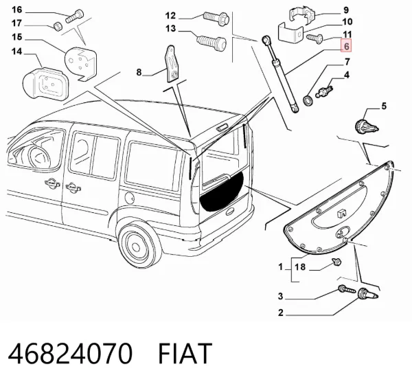 Амортизатор багажника 46824070 Fiat/Alfa/Lancia