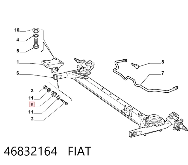 Сайлентблок задней балки 46832164 Fiat/Alfa/Lancia