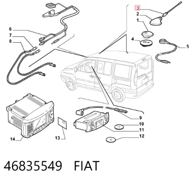 Шток антенны FIAT 46835549