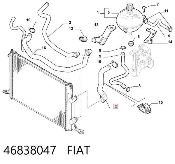 Патрубок радиатора 46838047 Fiat/Alfa/Lancia