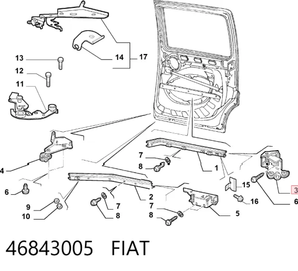 Ролик двери боковой (сдвижной) левый центральный 46843005 Fiat/Alfa/Lancia