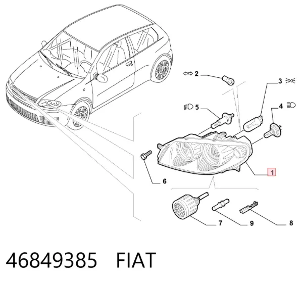 Левая фара 46849385 Fiat/Alfa/Lancia