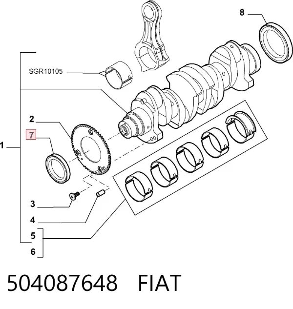 Сальник коленвала 504087648 Fiat/Alfa/Lancia