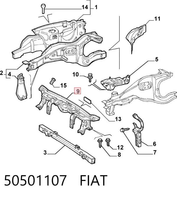 Верхняя рамка радиатора 50501107 Fiat/Alfa/Lancia